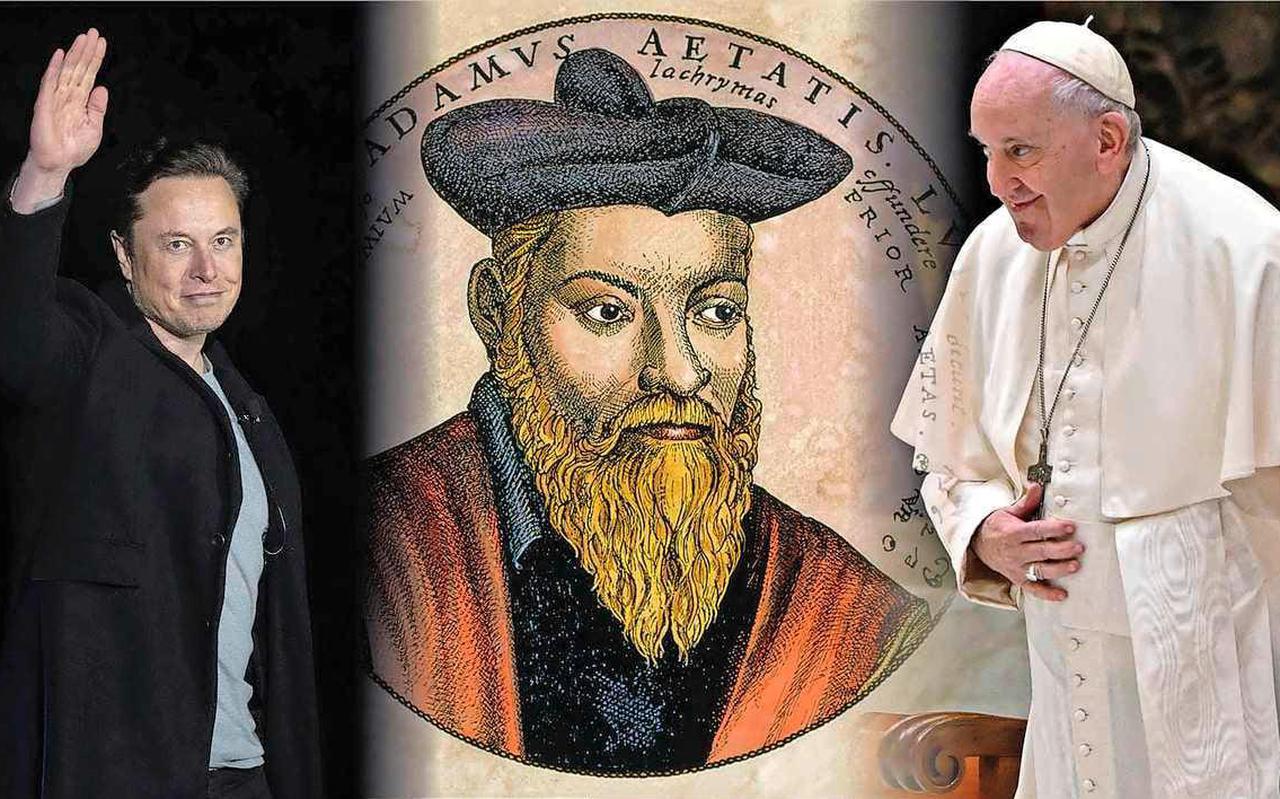 Nostradamus voorspelt voor 2023 een nieuwe paus. Ook spreekt hij van ’vallend licht op Mars’: een verwijzing naar de ambities van Elon Musk (links)?