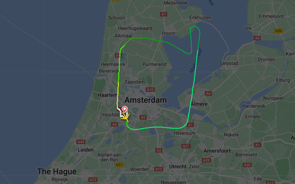 De korte vlucht van de A300 op Flightradar24.
