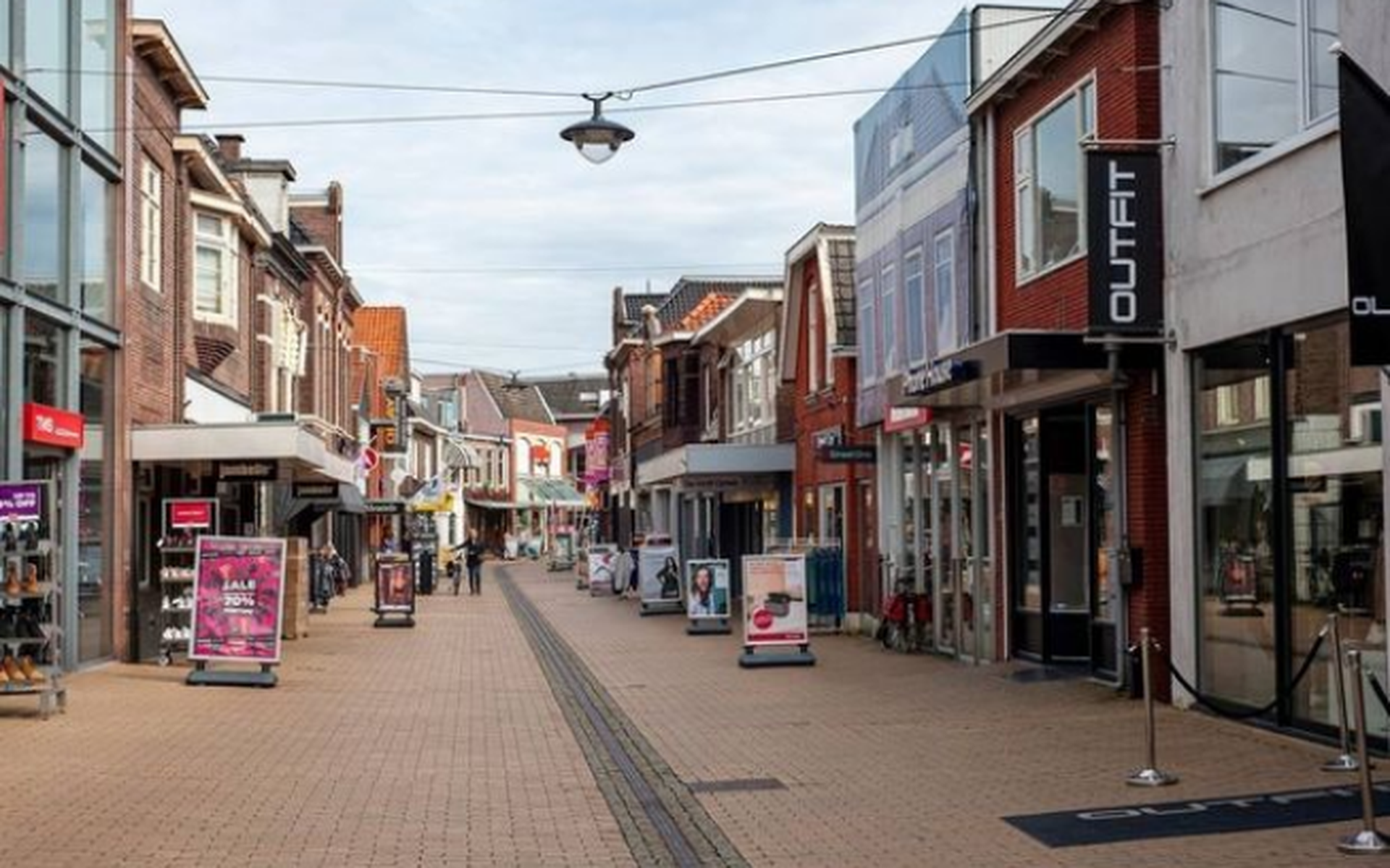 De binnenstad van Assen tijdens de lockdown in maart.
