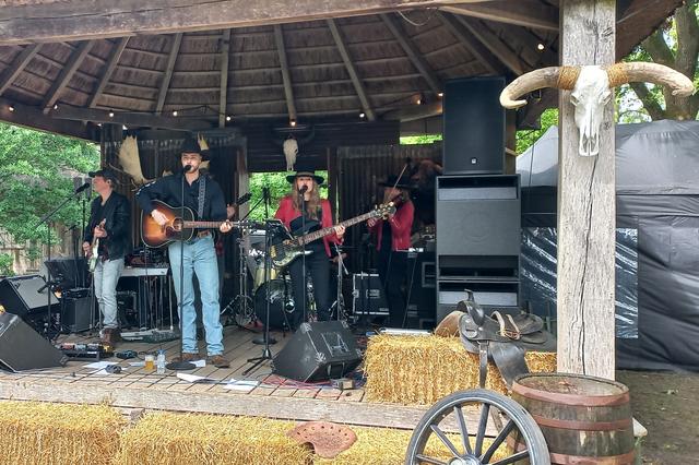 Bezoekers vieren een gezellig feestje op het Bootstock Festival Orvelte