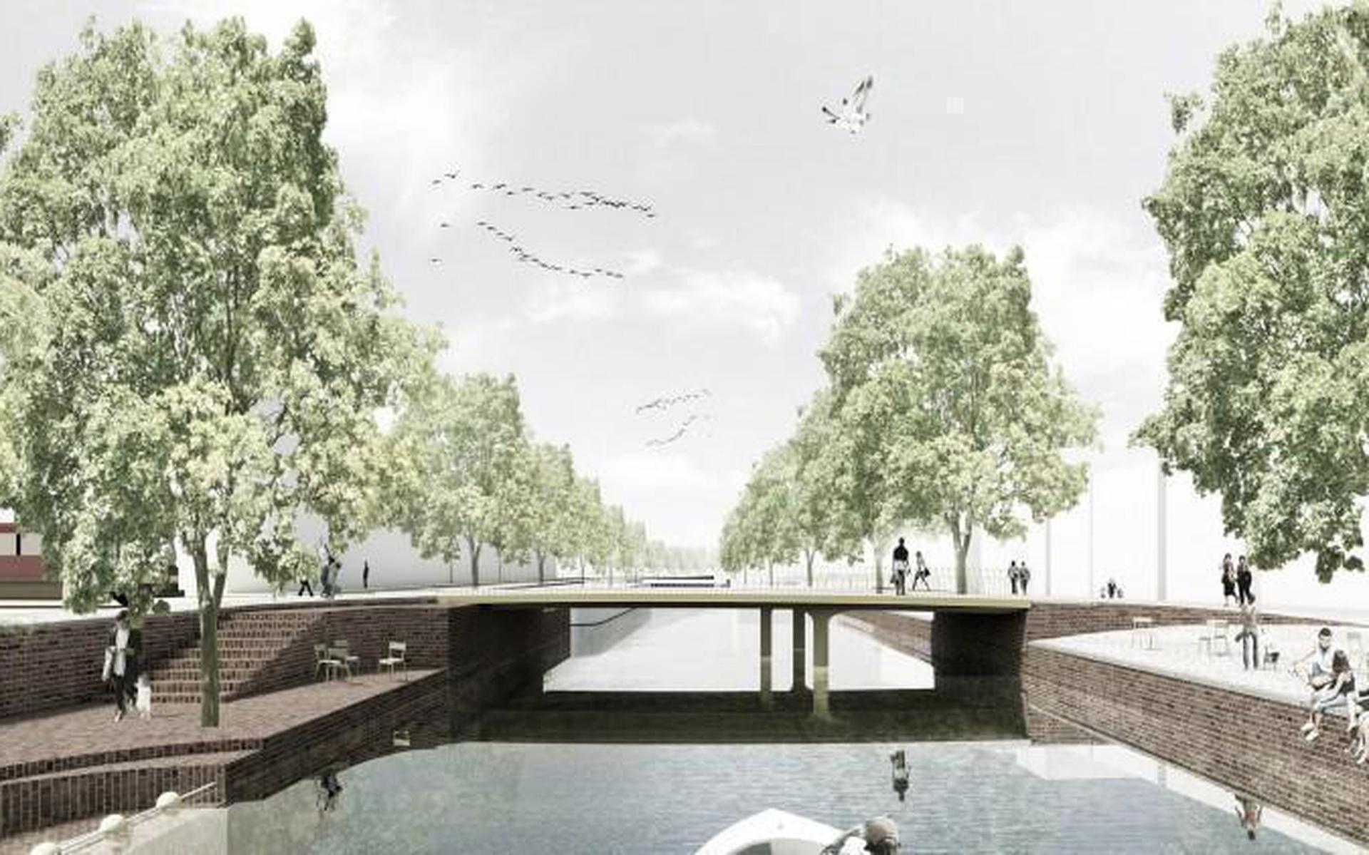 Het ontwerp van hoe de nieuwe Kattenbrug eruit moet komen te zien. Bron: gemeente Groningen