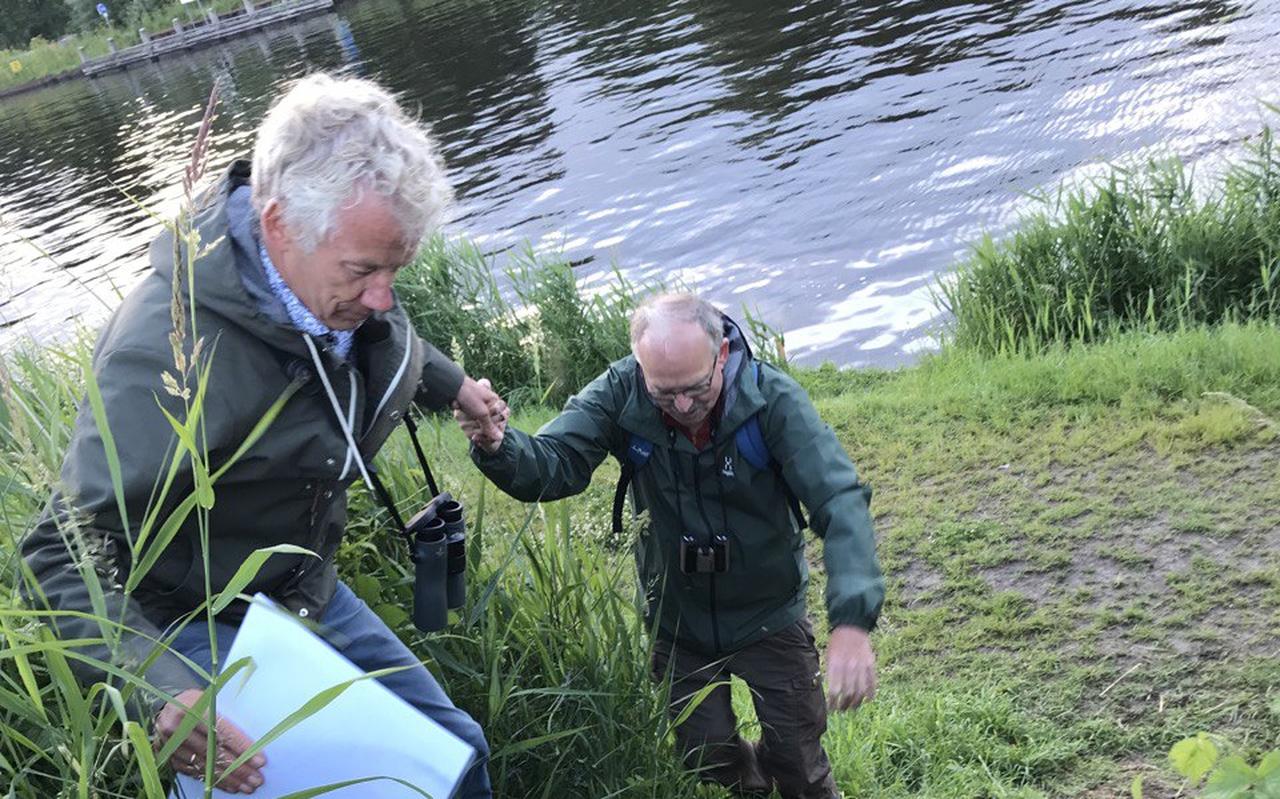 Directeur Marco Glastra (l) van Groninger Landschap helpt Henk Reitsema (Vrienden van het Driebondsbos) tijdens een excursie door het bedreigde ongerepte natuurgebied ten oosten van de stad Groningen. Foto: DVHN. Directeur Marco Glastra (l) van Groninger Landschap helpt Henk Reitsema (Vrienden van het Driebondsbos) tijdens een excursie door het bedreigde ongerepte natuurgebied ten oosten van de stad Groningen. Foto: DVHN.