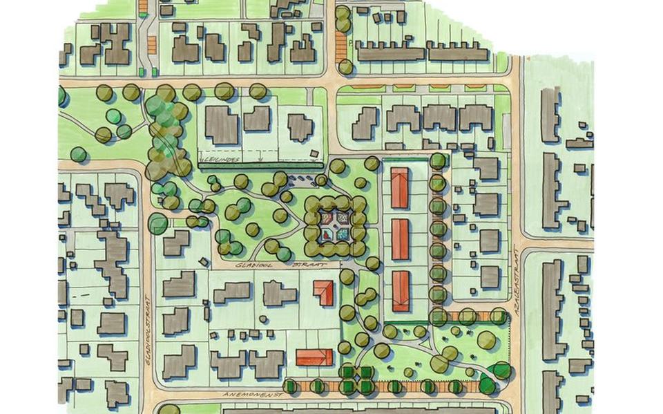 Een tekening van de beoogde nieuwbouwlocatie.