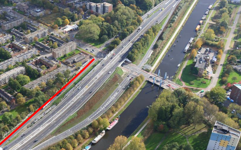 Oprit 39 van de Ketwich Verschuurlaan richting de A28 in Groningen ligt er vanaf maandag een week uit. 
