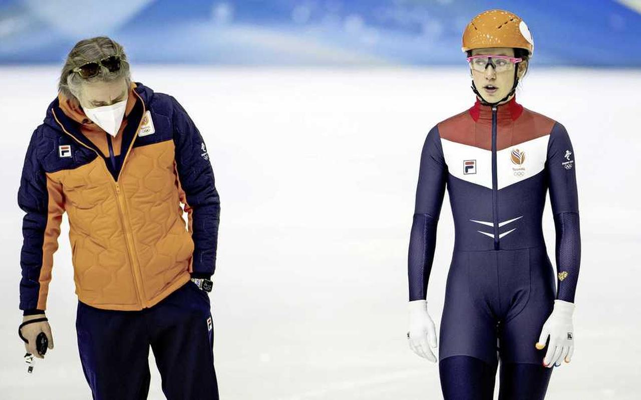 Suzanne Schulting en coach Jeroen Otter. Suzanne Schulting en coach Jeroen Otter.