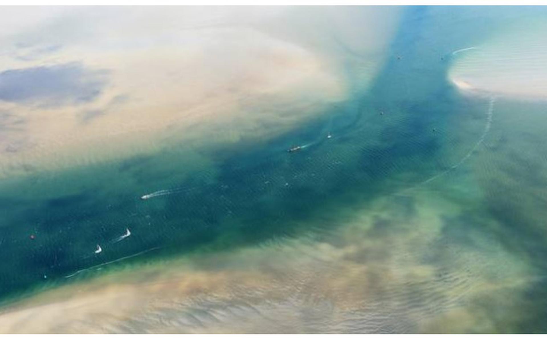 Een slenk in de Waddenzee. Foto: Inspectievlucht Rijkswaterstaat
