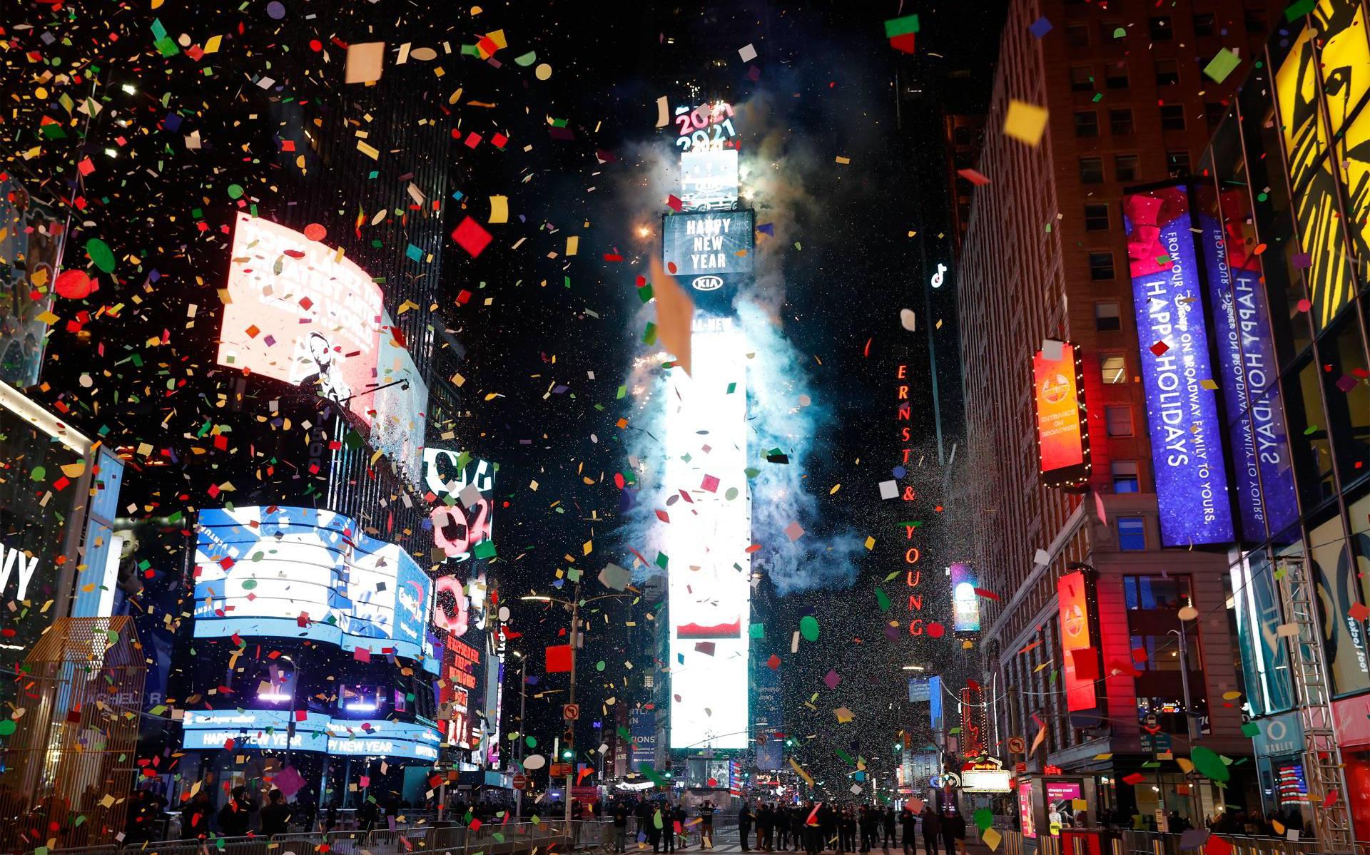 Speciale genodigden vieren Nieuwjaar op Times Square in New York