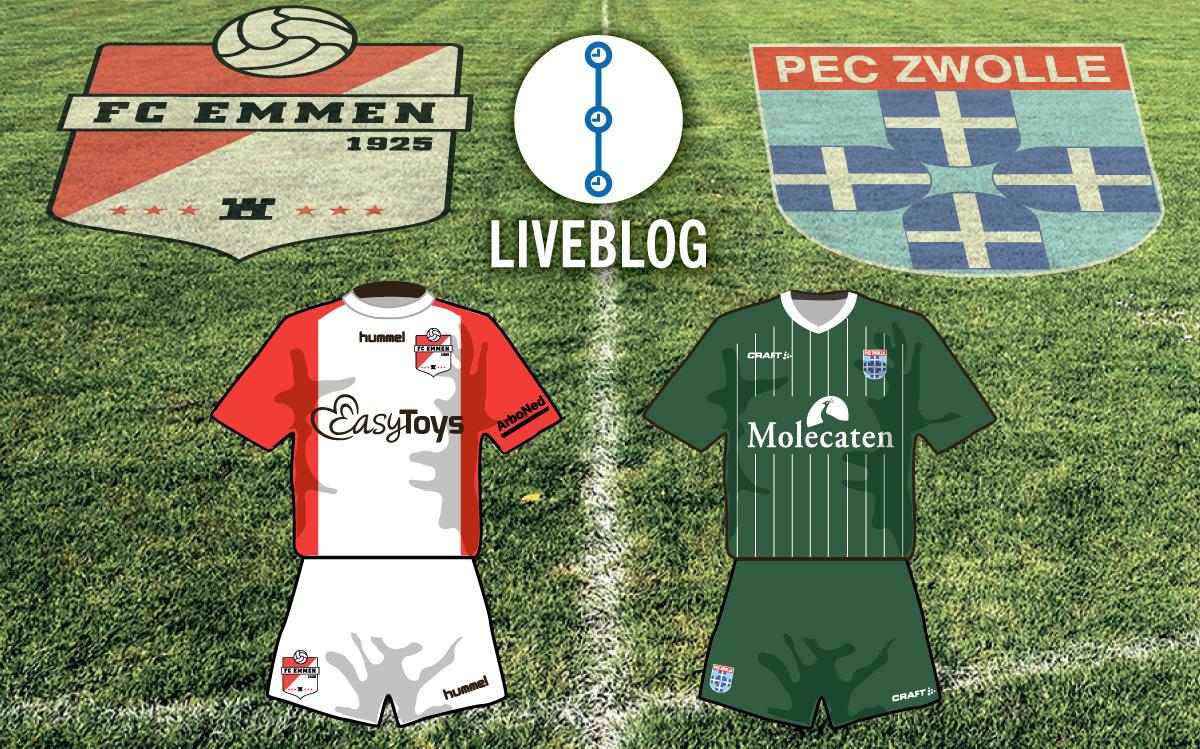 Lees het verloop van de wedstrijd terug: FC Emmen weet tegen PEC Zwolle de negatieve reeks te stoppe