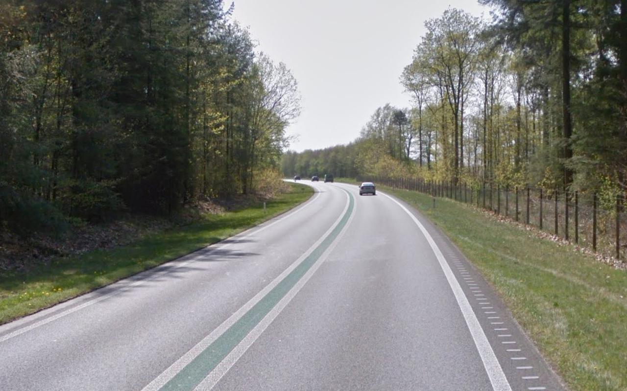 De N34 bij Odoorn in de richting van Emmen.