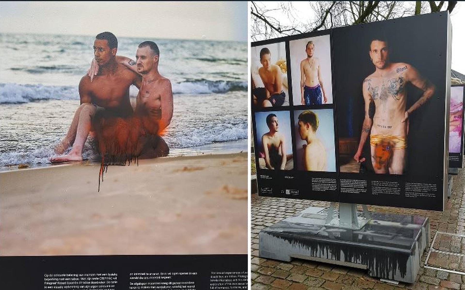 Bekladde foto's op Akerkhof. 