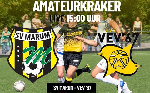 Zaterdag om 15.00 uur live voetbal: SV Marum - VEV '67.