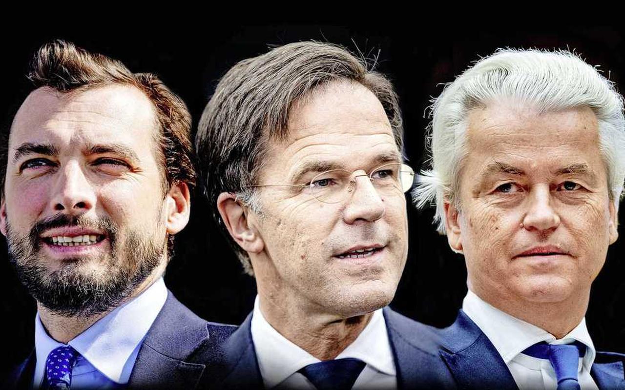 Thierry Baudet, Mark Rutte en Geert Wilders. Thierry Baudet, Mark Rutte en Geert Wilders.