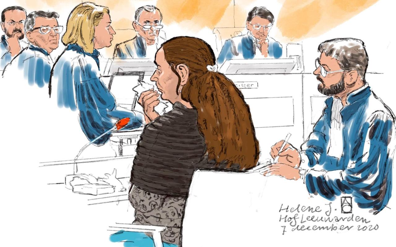 Hélène J. was geëmotioneerd tijdens het hoger beroep in Leeuwarden. Hélène J. was geëmotioneerd tijdens het hoger beroep in Leeuwarden.