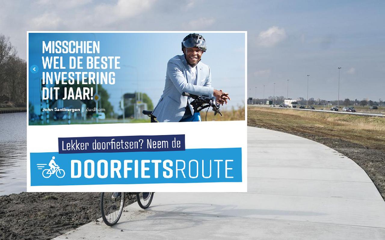 'John Santbergen uit Zuidhorn' is in werkelijkheid een fotomodel − net zoals alle andere blije fietsers in de promotiecampagne van de provincies Groningen en Drenthe.  