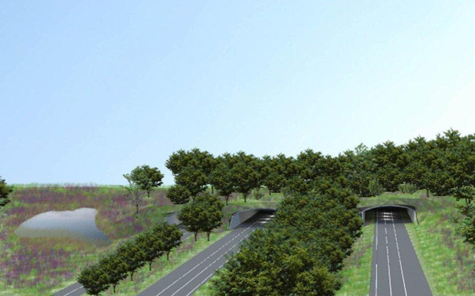 Snelle aanleg van ecoduct over de A28 bij Smalbroek in 2012. De A28 ligt er al veel langer.
