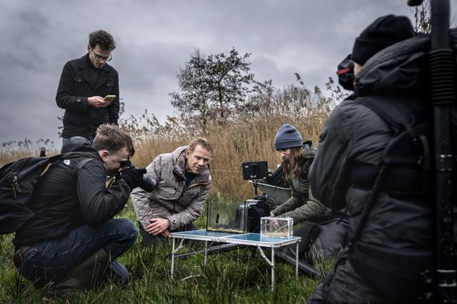 Tv-programma Vroege Vogels op zoek naar de waterspitsmuis bij het Leekstermeer. ‘Wat een joekel!’