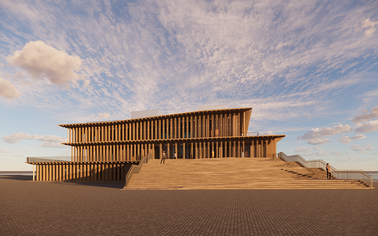 Het Wereldefgoedcentrum Waddenzee moet er in 2024 staan. Afbeelding: architectenbureau Dorte Mandrup