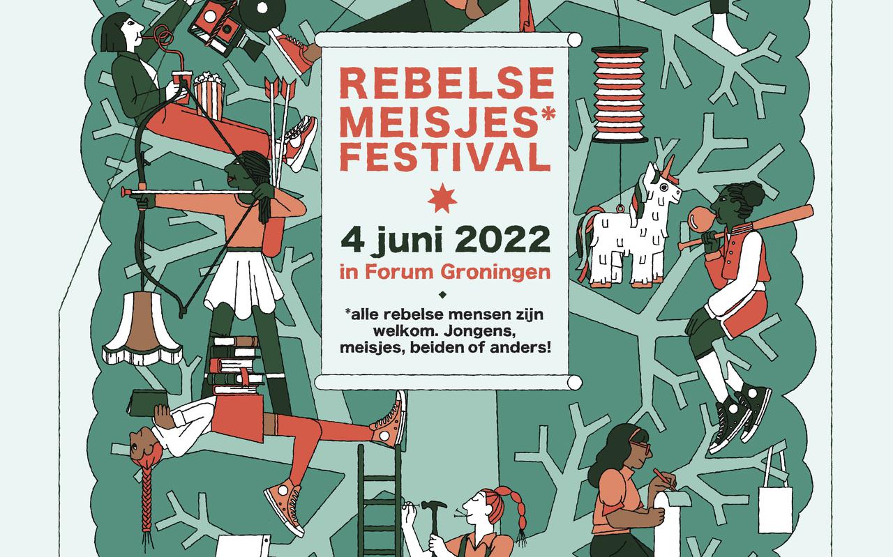 De poster van het Rebelse Meisjes Festival in Forum Groningen. 