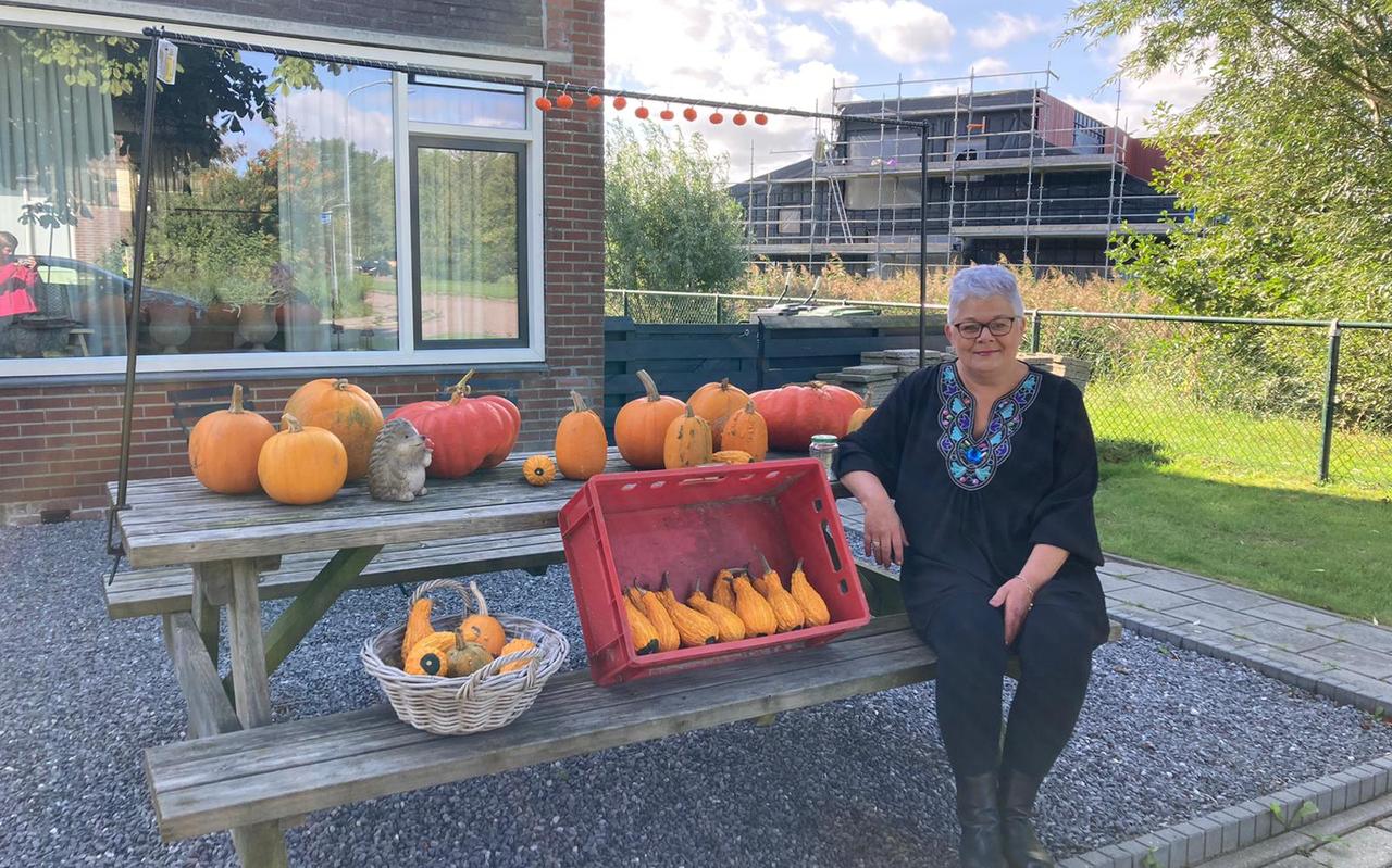 Cindy Westra uit Warffum bij haar pompoenenstal. Cindy Westra uit Warffum bij haar pompoenenstal.