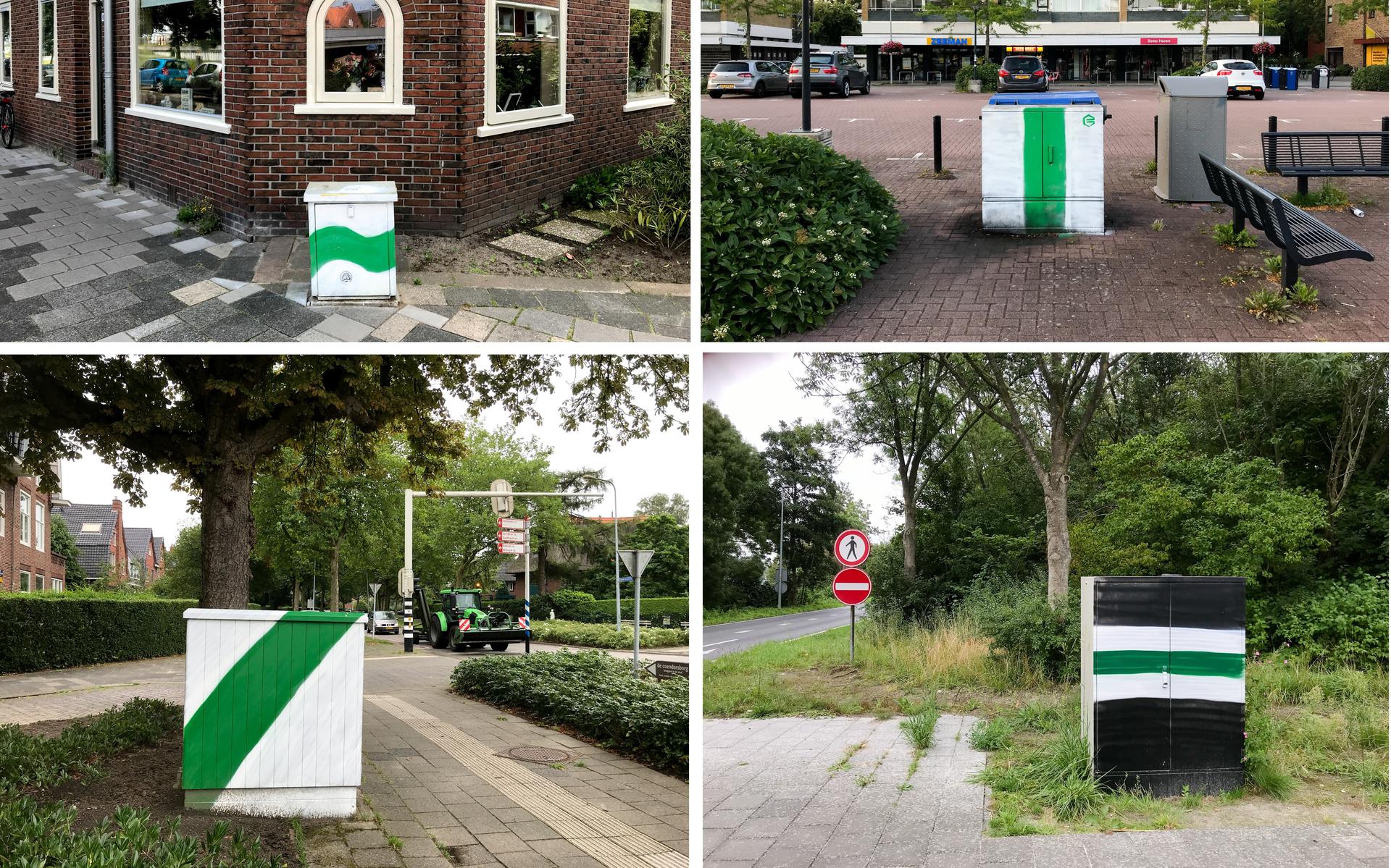 Overal in Groningen zijn saaie werkkastjes opgevrolijkt in de stadskleuren. 