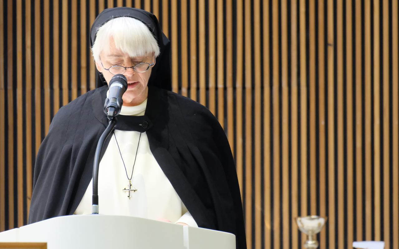 Marga Zwiggelaar tijdens haar eerste professie, vorig jaar november. Marga Zwiggelaar tijdens haar eerste professie, vorig jaar november.