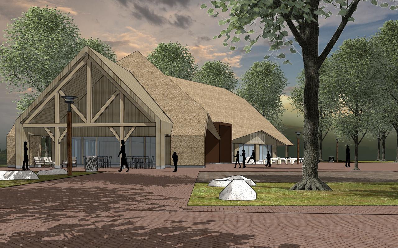 Een ontwerp van het Hallenhoes in het centrum van Exloo. Een ontwerp van het Hallenhoes in het centrum van Exloo.