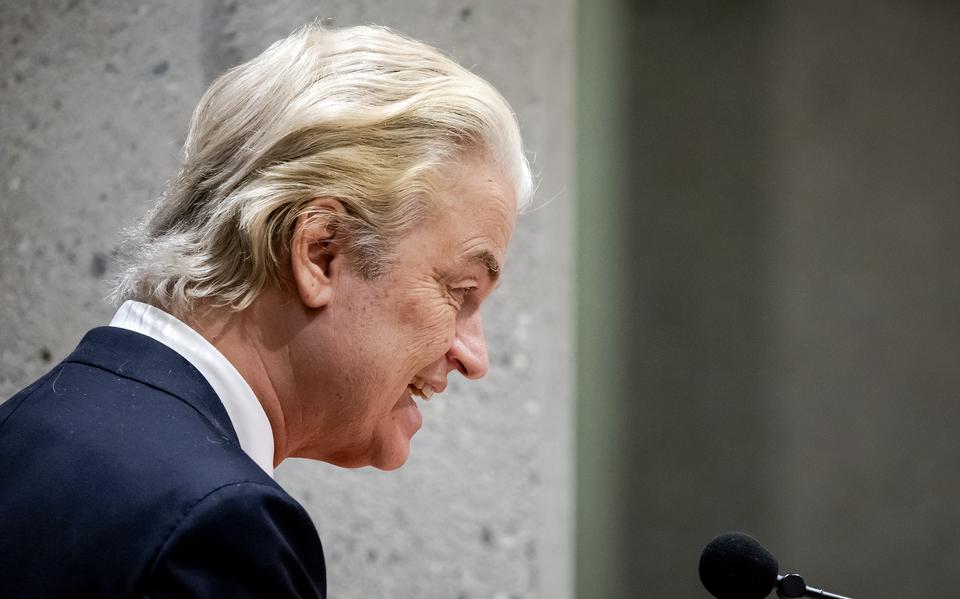 PVV-leider Geert Wilders woensdag tijdens een debat in de Tweede Kamer.
