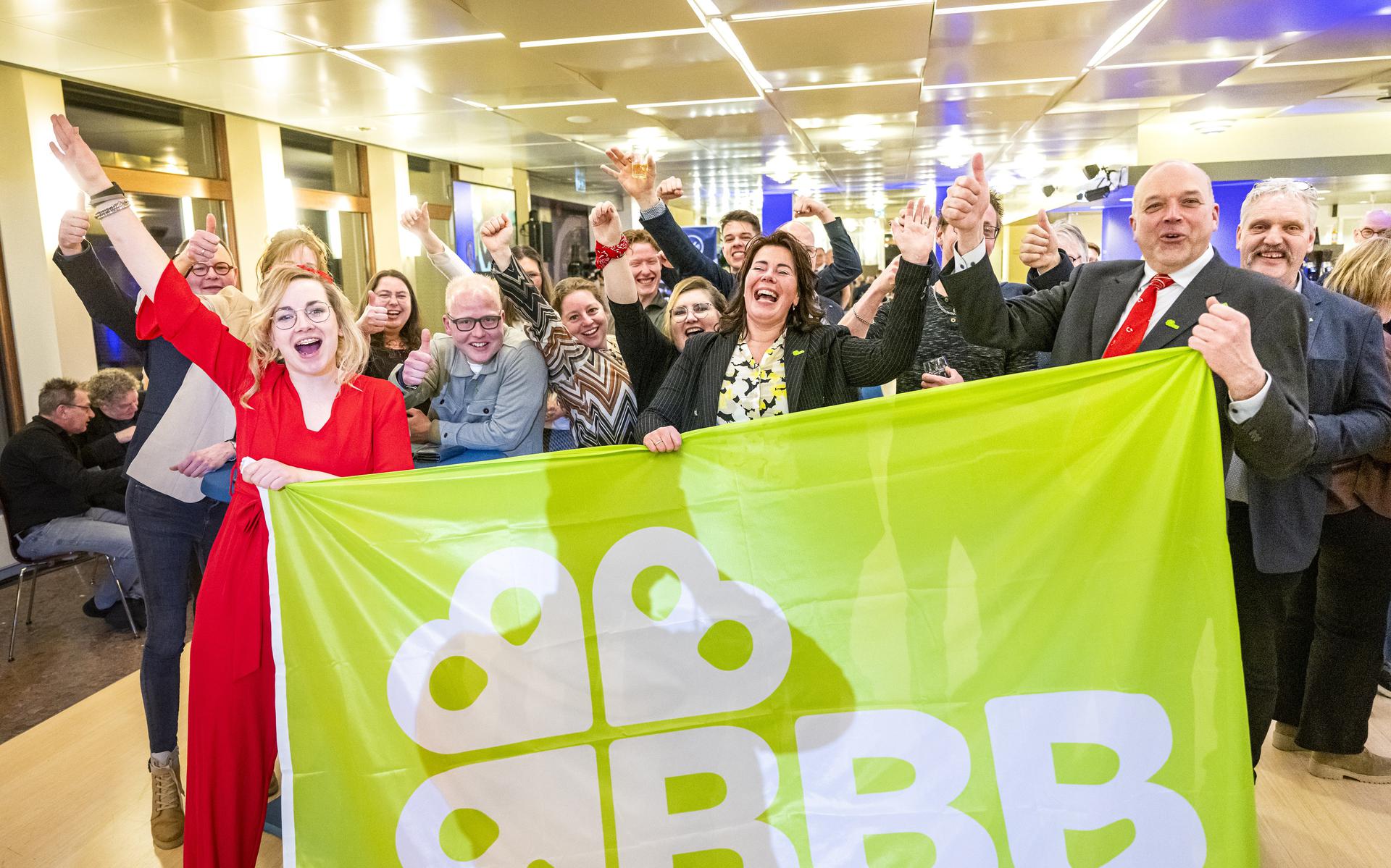 Vreugde bij BBB Drenthe toen de uitslag van de verkiezingen bekend werd.
