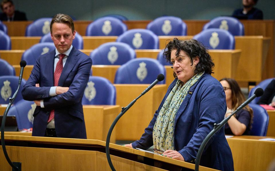 Caroline van der Plas (BBB) tijdens het debat over het rapport van de Parlementaire Enquêtecommissie Aardgaswinning Groningen. 