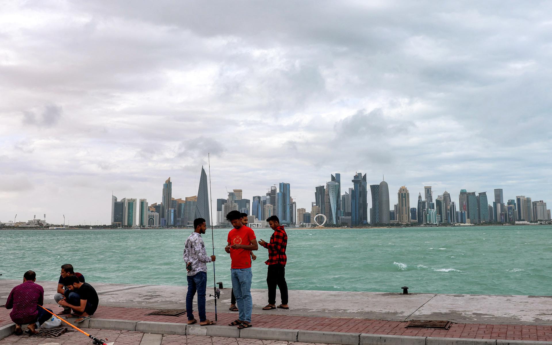 De skyline van Doha (Qatar).