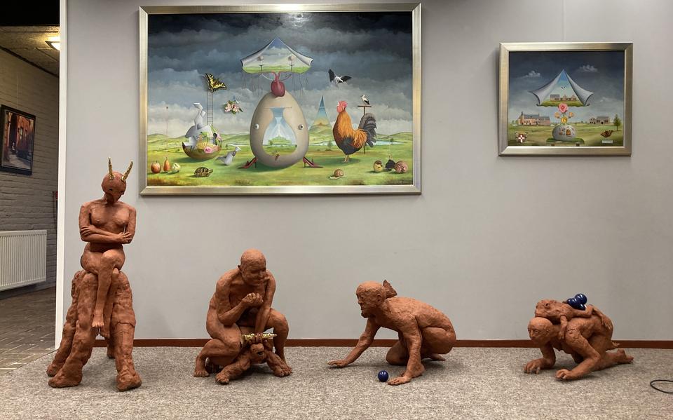 Sculpturen van Marieke Geerlings en schilderijen van Kees Thijn in Museum Thijnhof.