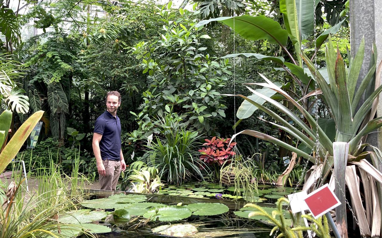 RUG-wetenschapper Casper van der Kooi in de botanische tuin in Utrecht
