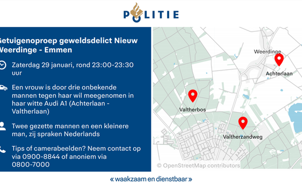 De politie heeft uitvoerig onderzoek gedaan naar de ontvoering. Foto: politie De politie heeft uitvoerig onderzoek gedaan naar de ontvoering. Foto: politie