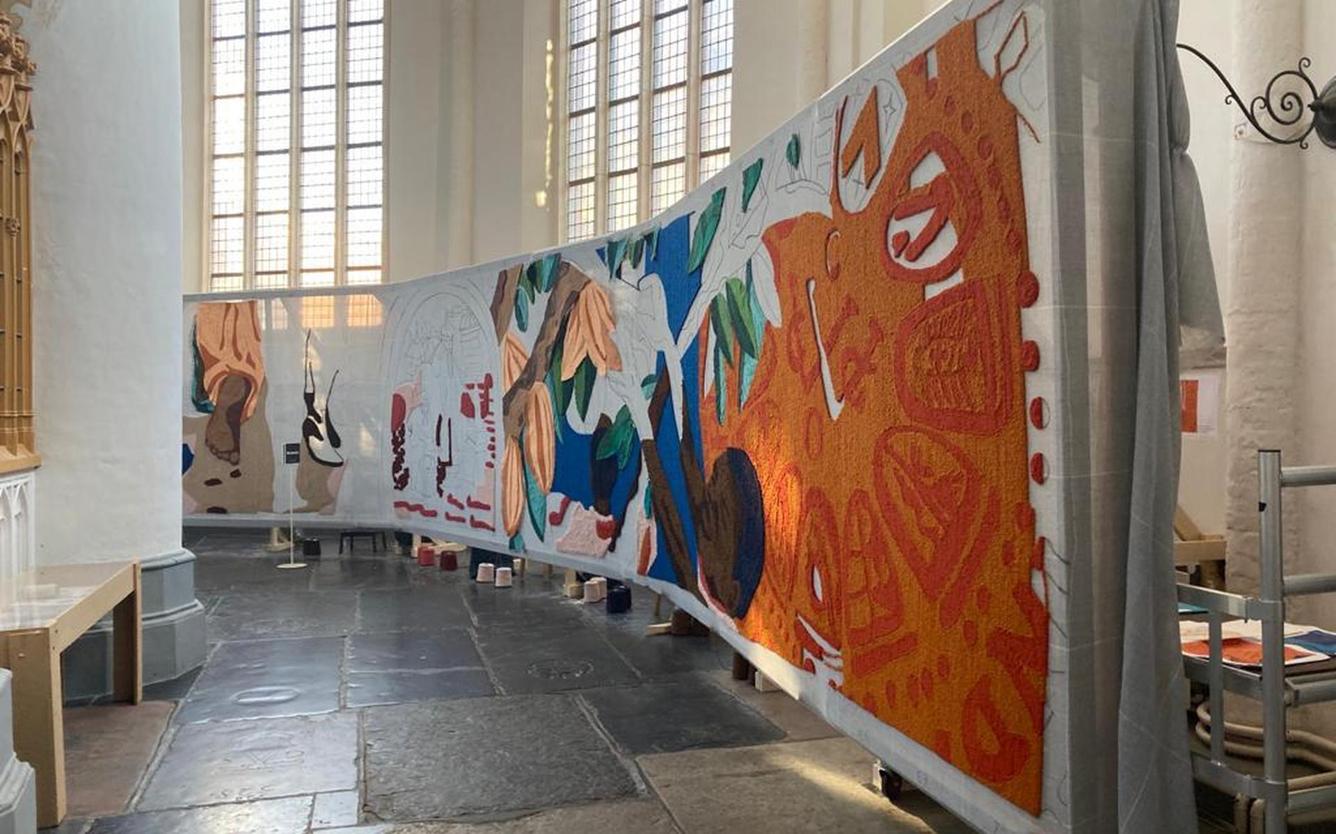 Het wandkleed is van vrijdag 3 maart tot zondag 7 mei te bewonderen in de kerk van Nieuw-Beerta.