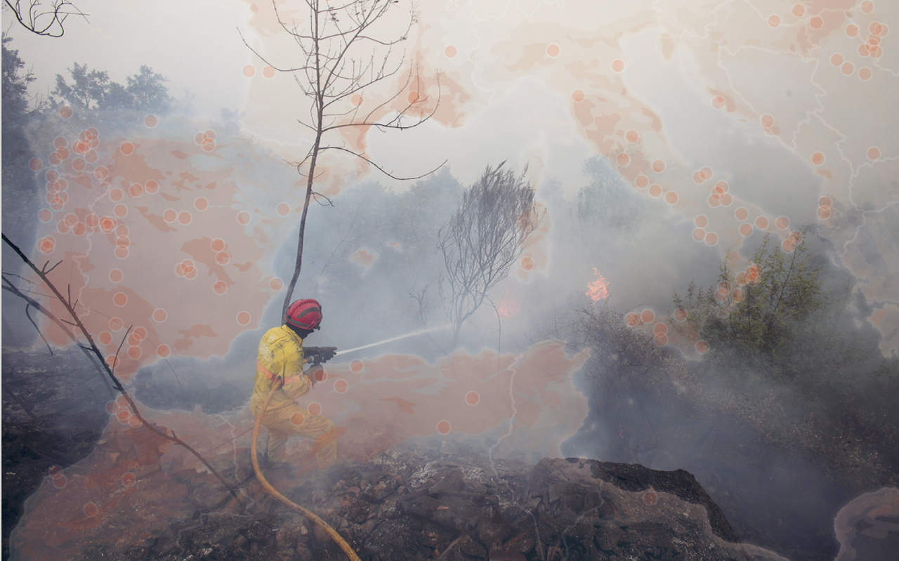 Bosbrand in Zuid-Europa. Bosbrand in Zuid-Europa.