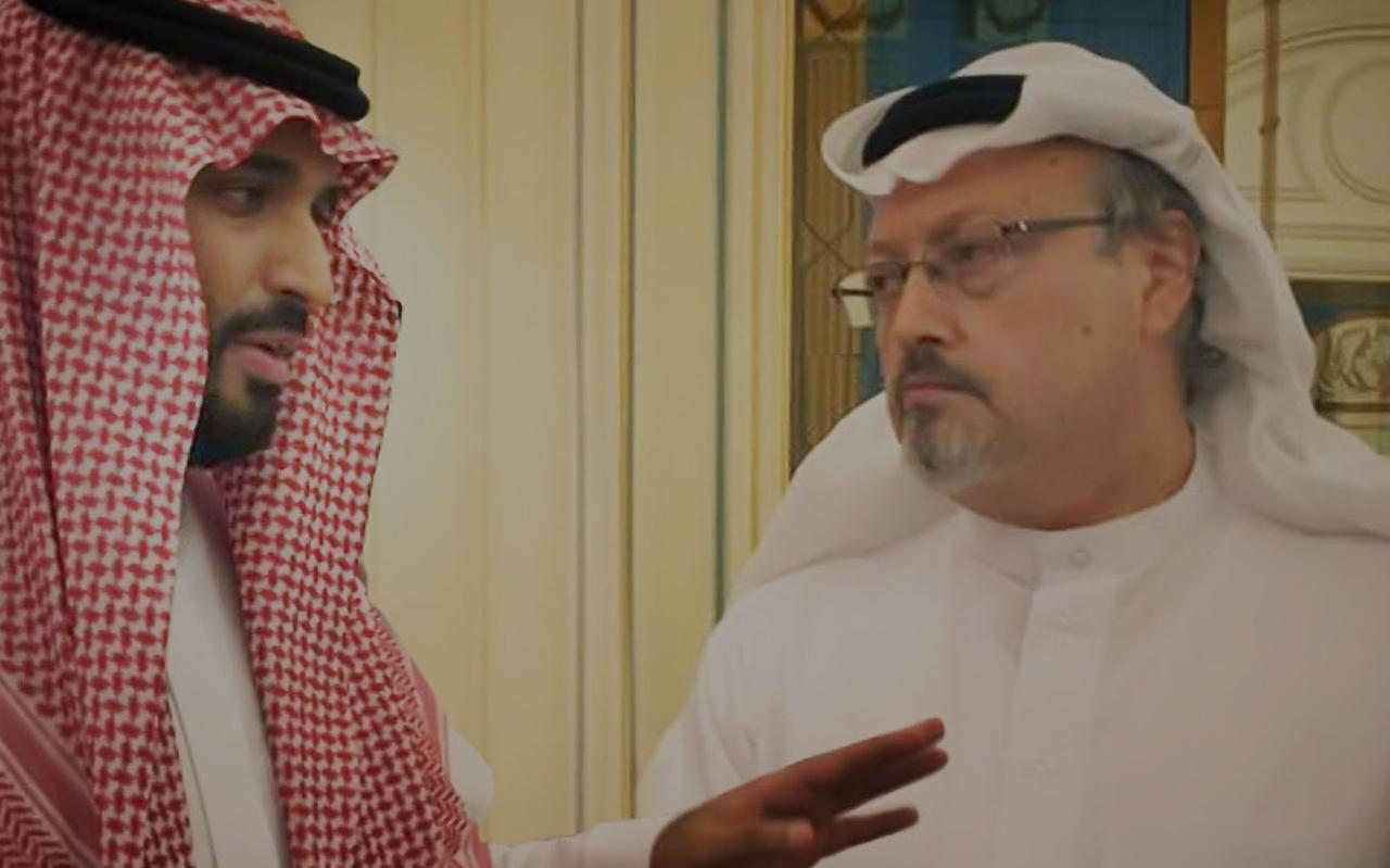Scène uit De moord op Kashoggi. Scène uit De moord op Kashoggi.