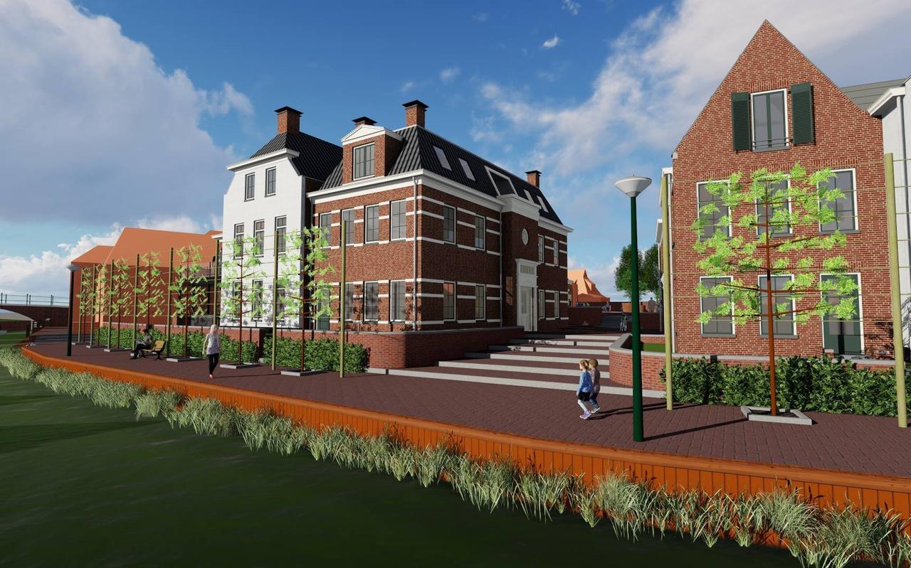Een impressie van de geplande nieuwbouw op het Boogplein langs het Winsumerdiep. Een impressie van de geplande nieuwbouw op het Boogplein langs het Winsumerdiep.