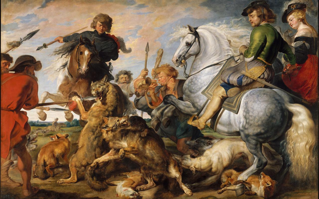 Jacht op wolven en vossen (ca. 1616), Peter Paul Rubens 