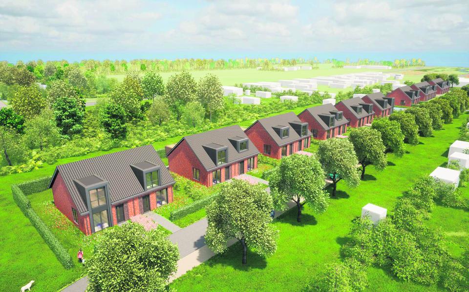 Een impressie van de nieuwe woonwijk tussen de Tuinstraat en Vaart in Gasselternijveen.