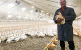 Pluimveehouder Jan Goosen in zijn nieuwe kippenstal. ,,Boeren krijgen haast geen tijd om investeringen terug te verdienen.''