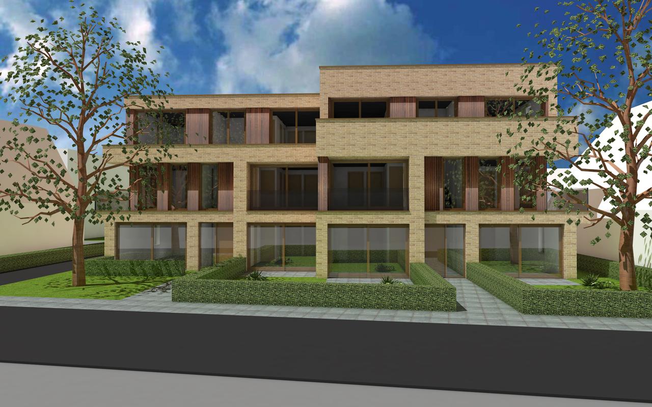 Het appartementengebouw dat Van Nie wil bouwen aan de Julianastraat. Het appartementengebouw dat Van Nie wil bouwen aan de Julianastraat.