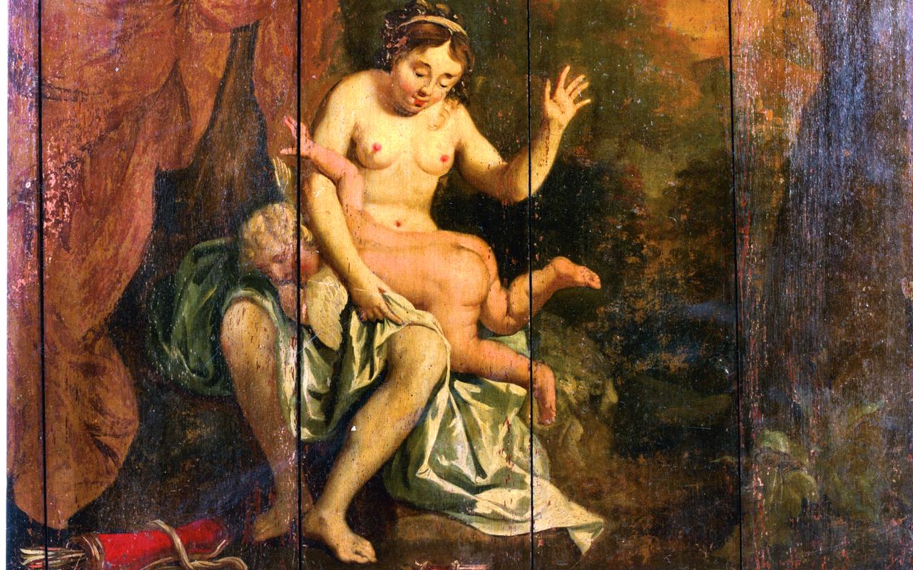 Venus straft amor van Hermannus Collenius (fragment), te zien op Nienoord in Leek Venus straft amor van Hermannus Collenius (fragment), te zien op Nienoord in Leek
