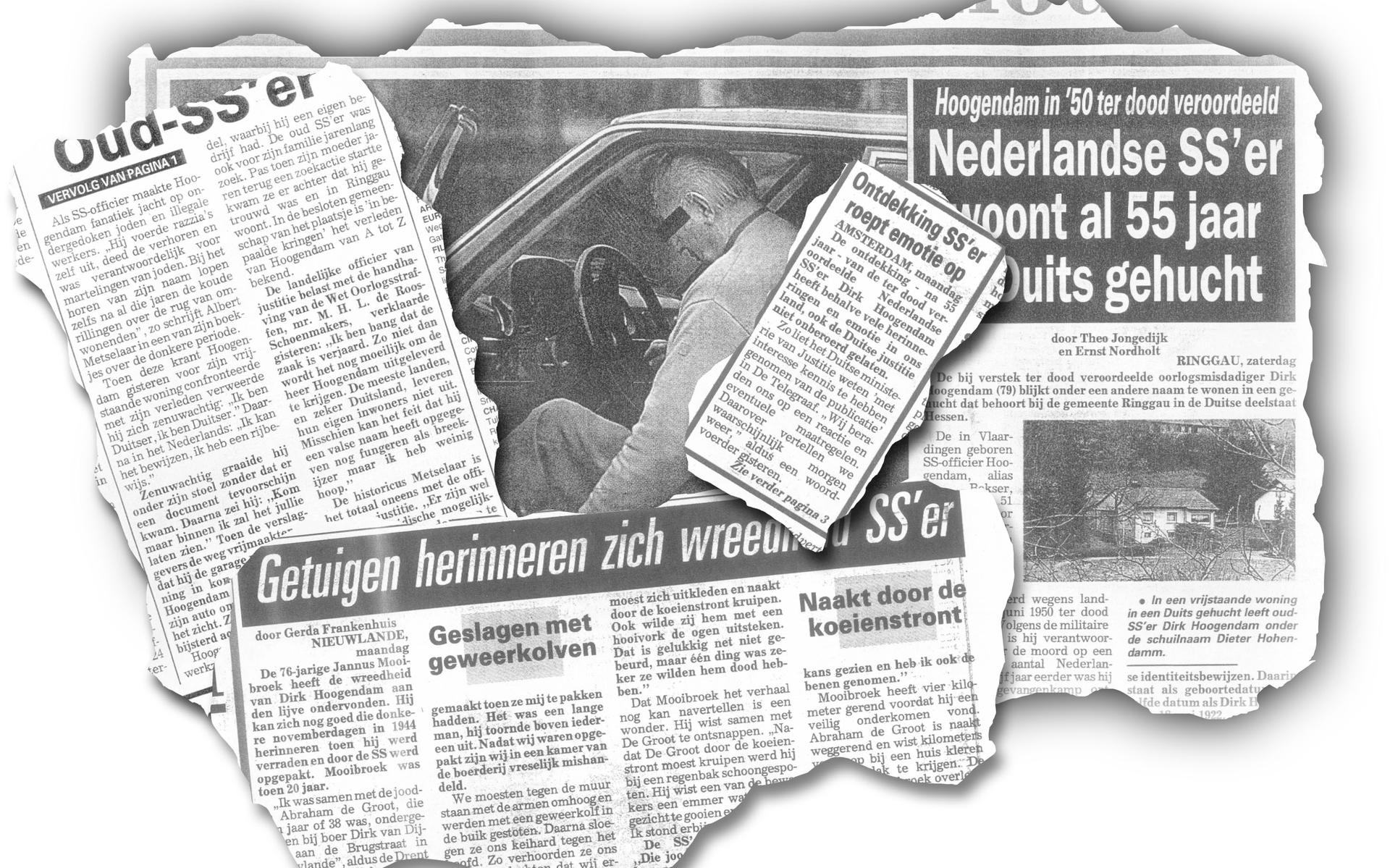 De krantenkoppen in de periode van de ontdekking van Hoogendam.