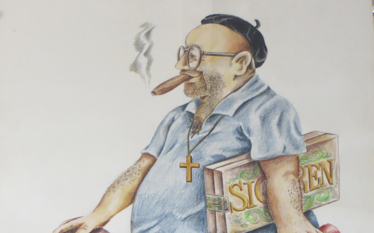 Pastoor Theo Egberts, geportretteerd door Arie Oude Vriend, ter gelegenheid van zijn 40-jarig priesterjubileum in de jaren zeventig.