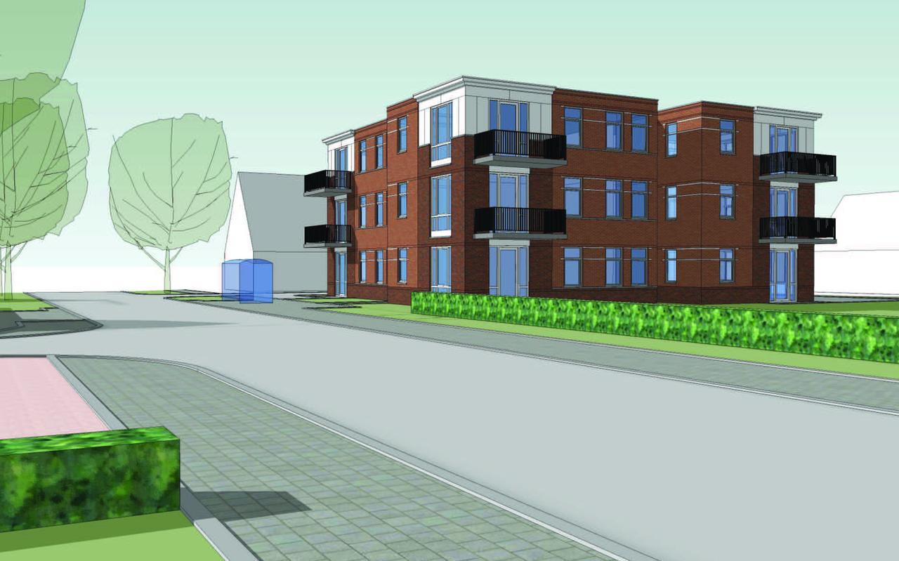 Het appartementengebouw dat Jan Kroesen in Nieuw-Dordrecht wil gaan bouwen. Het appartementengebouw dat Jan Kroesen in Nieuw-Dordrecht wil gaan bouwen.