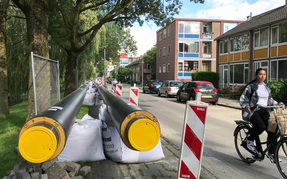 Aanleg Warmtenet door WarmteStad in wijk Selwerd.