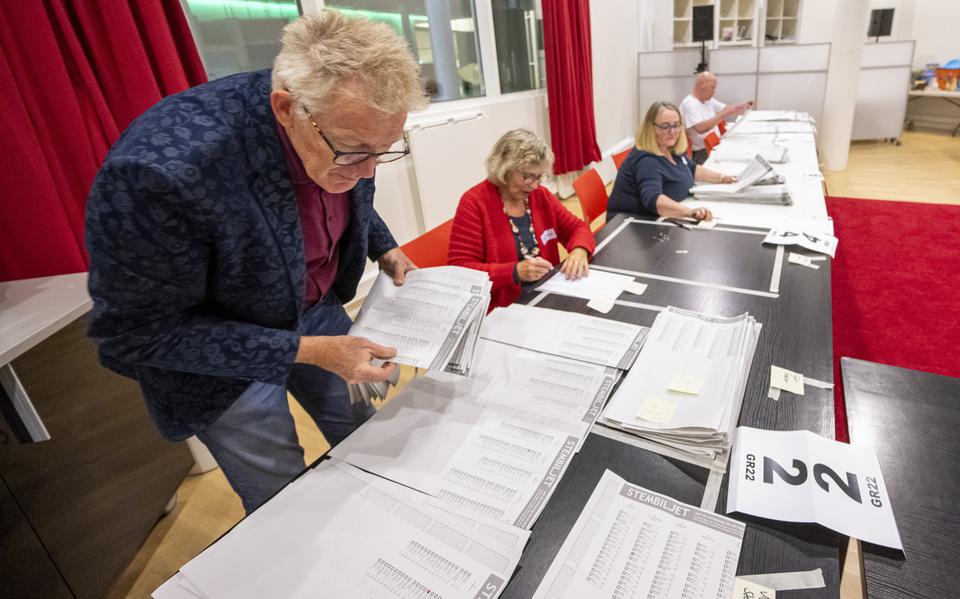 De stemmen worden geteld tijdens de verkiezingsavond in De Nieuwe Kolk.