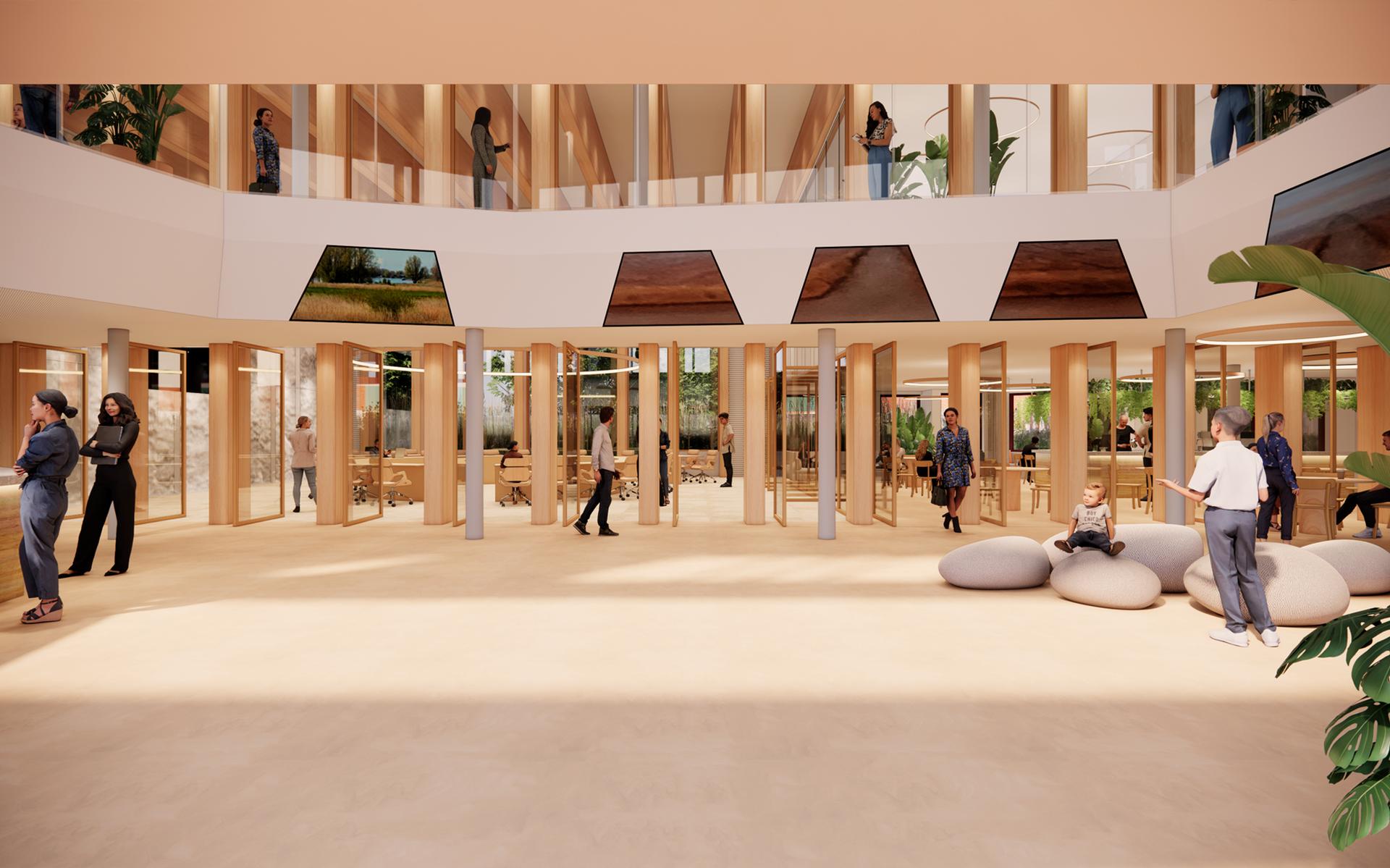 Impressie van de nieuwe raadszaal van het gemeentehuis in Exloo.