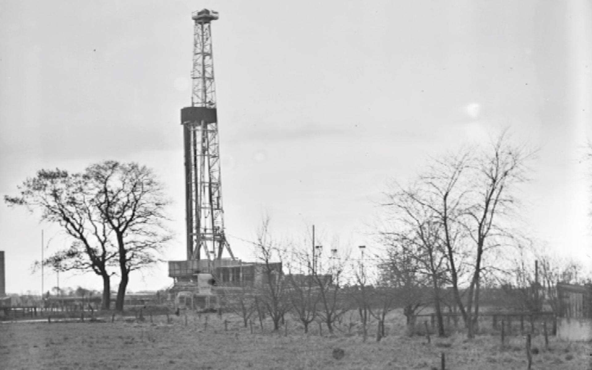 De NAM-boorlocatie in ’t Haantje, 1965. Foto: Drents Archief