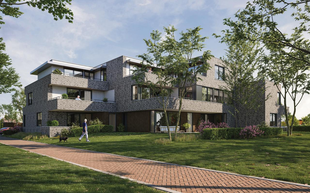 Het appartementengebouw Echtenstein dat op het voormalige terrein van garagebedrijf Vugteveen in Nieuw-Amsterdam gaat verrijzen. Het appartementengebouw Echtenstein dat op het voormalige terrein van garagebedrijf Vugteveen in Nieuw-Amsterdam gaat verrijzen.